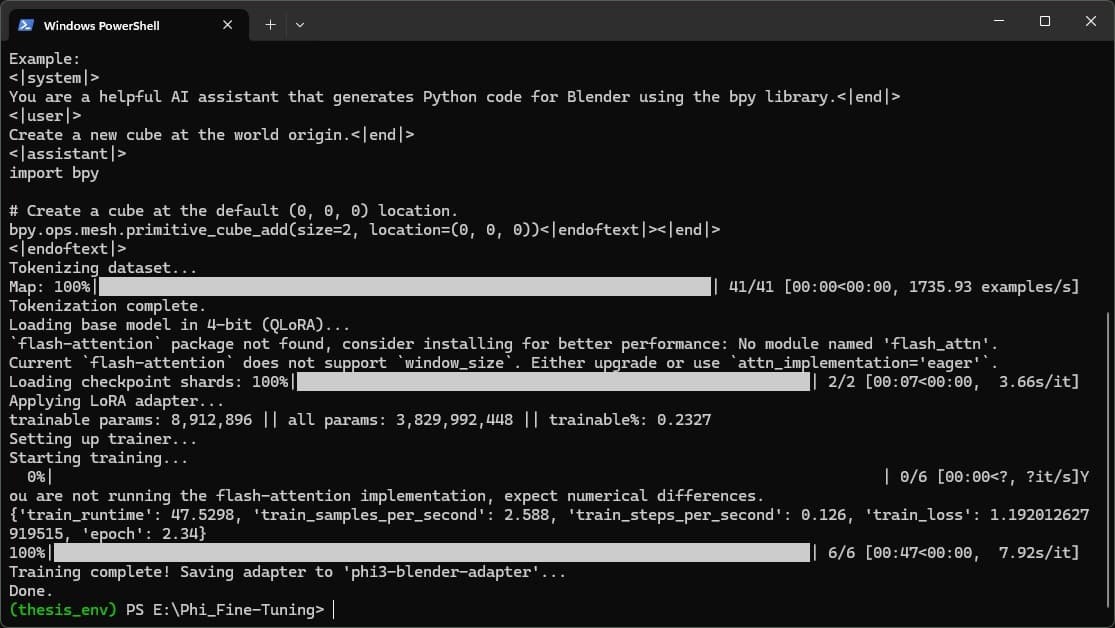 Screenshot of Fine-Tuning Phi-3 for Ingrained AI Blender Workflows